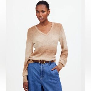 Madewell Spacedye Lightweight Alpaca V-Neck Spacedye Fawn Tan Sweater XS